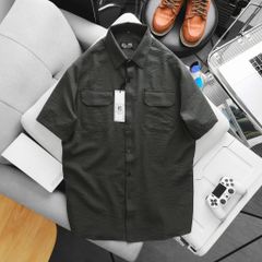 [bigmen] Áo sơ mi tay ngắn nam big size vải đũi cao cấp phối túi thời trang cỡ đại < 140kg - đũi SM 2 túi
