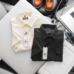 [bigmen] Áo sơ mi tay ngắn nam big size vải đũi cao cấp phối túi thời trang cỡ đại < 140kg - đũi SM 2 túi