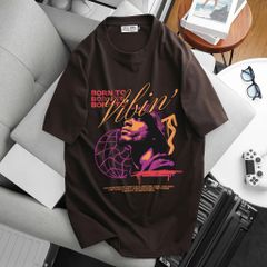[Big Men] Áo thun nam big size chất vải cotton in Vibin' thời trang 85-135kg