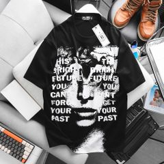 Áo thun cotton bigsize nam in lụa họa tiết mặt người trắng đen thời trang Big Men