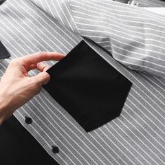 Áo sơ mi tay ngắn chất vải Oxford cao cấp có túi đen phối sọc xám thời trang bigsize nam 80 - 130 kg