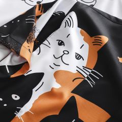 Áo sơ mi tay ngắn bigsize nam họa tiết mèo dễ thương bigsize nam thời trang Big Men