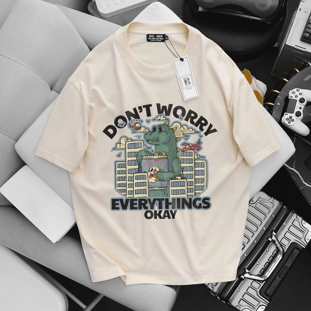 Big Men- Áo thun cotton bigsize nam in Everything Okay thời trang 65- 135 kg