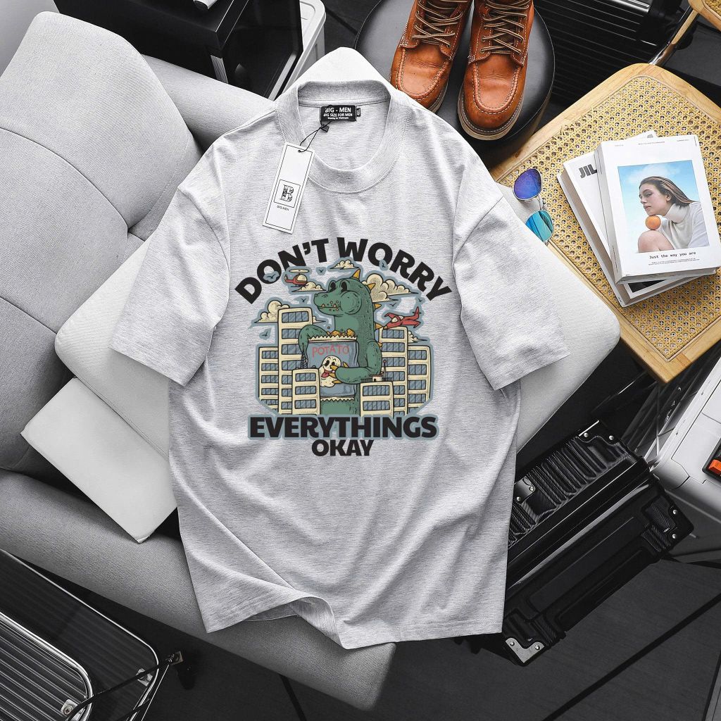 Big Men- Áo thun cotton bigsize nam in Everything Okay thời trang 65- 135 kg