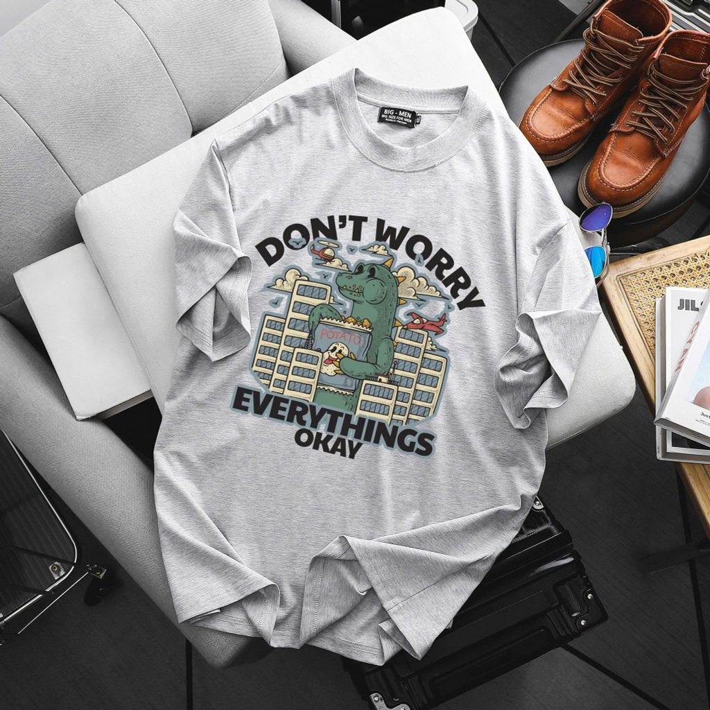 Big Men- Áo thun cotton bigsize nam in Everything Okay thời trang 65- 135 kg