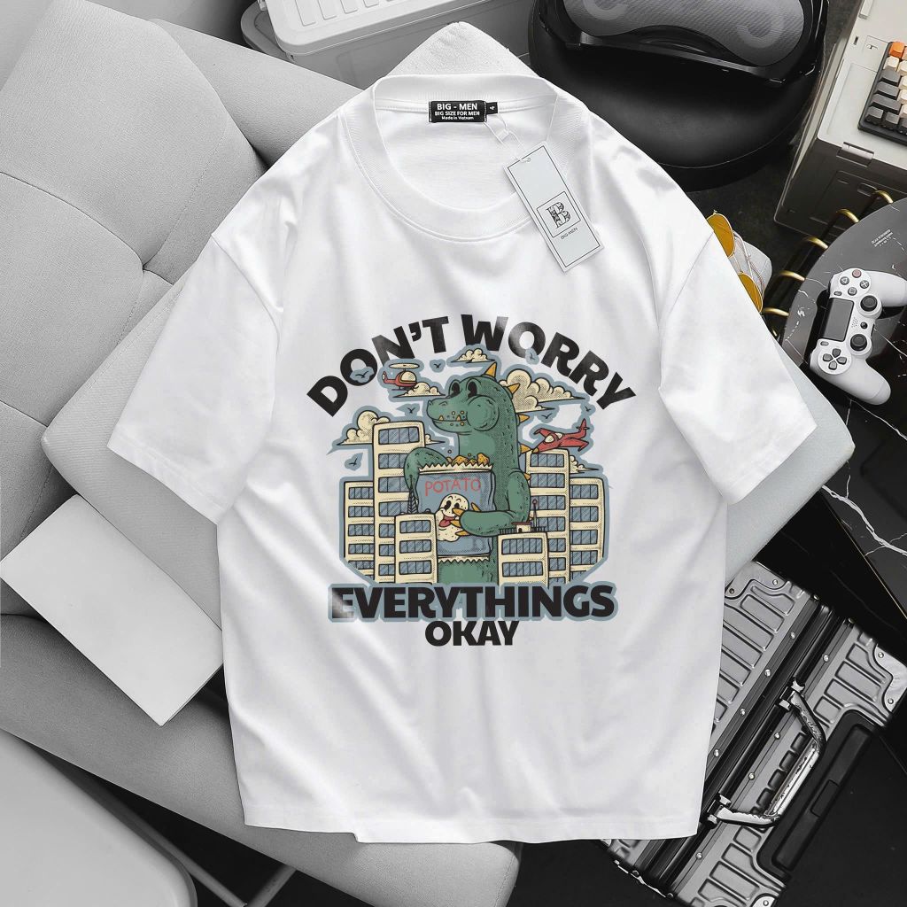 Big Men- Áo thun cotton bigsize nam in Everything Okay thời trang 65- 135 kg