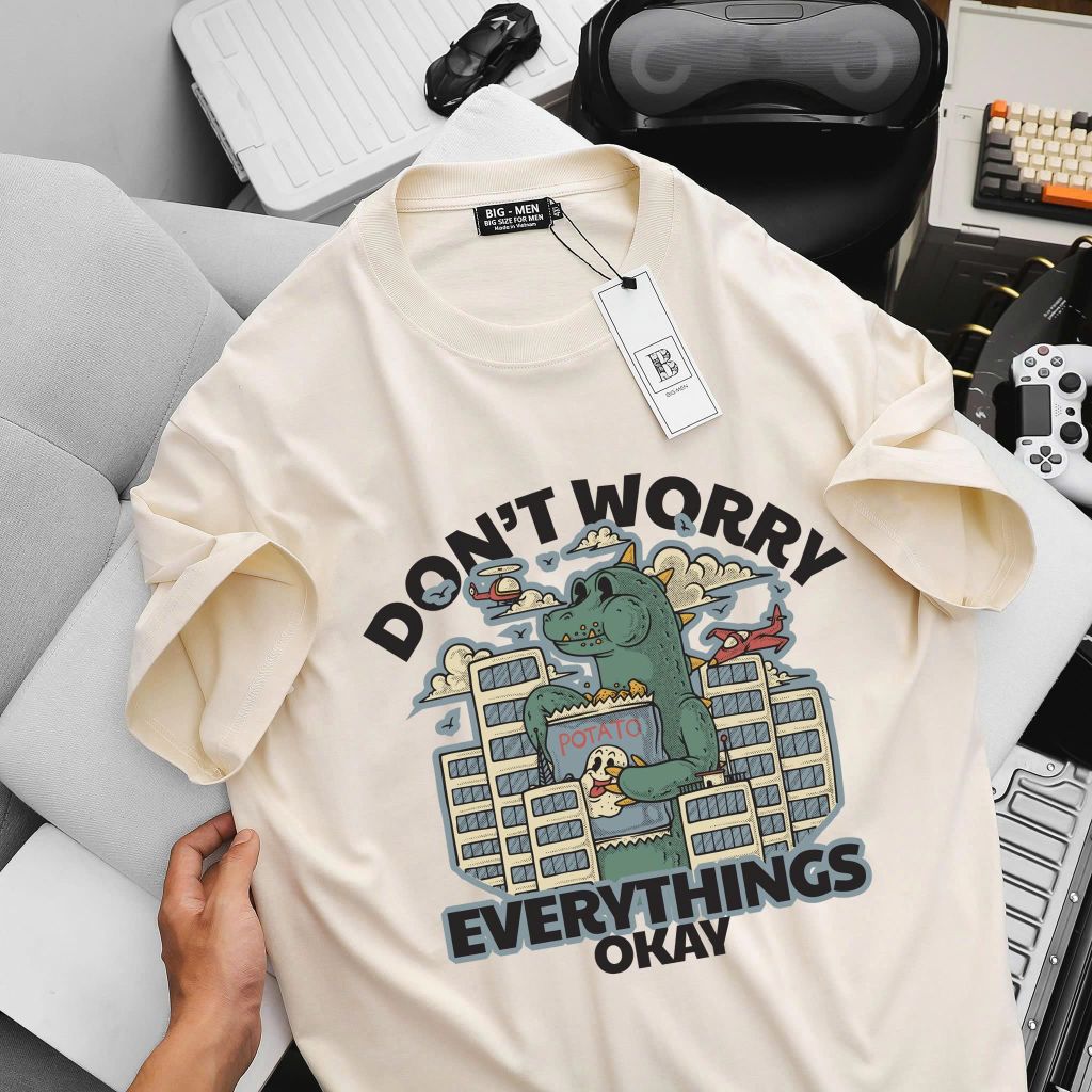 Big Men- Áo thun cotton bigsize nam in Everything Okay thời trang 65- 135 kg