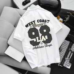 [ Big Men] Áo thun polo bigsize nam màu trắng in L A 98 hai mặt thời trang 85- 135 kg