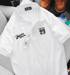 [ Big Men] Áo thun polo bigsize nam màu trắng in L A 98 hai mặt thời trang 85- 135 kg