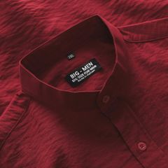 [ Big Size 80- 130 kg] Áo sơ mi tay ngắn bigsize nam vải đũi nút cài cổ trụ màu đỏ thời trang Big Men