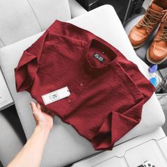 [ Big Size 80- 130 kg] Áo sơ mi tay ngắn bigsize nam vải đũi nút cài cổ trụ màu đỏ thời trang Big Men