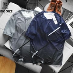 Áo thun thể thao vải thun lạnh có lỗ thoáng khí phối sọc xéo thời trang 85- 135kg_ TT4