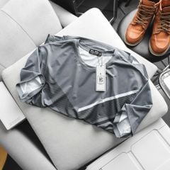 Áo thun thể thao vải thun lạnh có lỗ thoáng khí phối sọc xéo thời trang 85- 135kg_ TT4