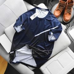 Áo thun thể thao vải thun lạnh có lỗ thoáng khí phối sọc xéo thời trang 85- 135kg_ TT4