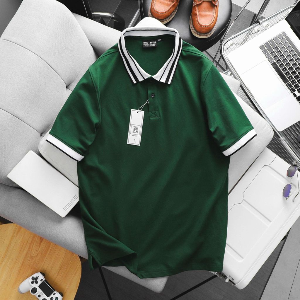 Áo thun polo phối cổ bo gân thời trang cỡ đại bigsize nam 85-125kg