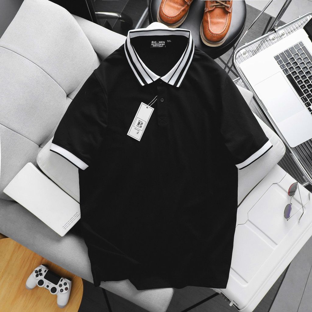 Áo thun polo phối cổ bo gân thời trang cỡ đại bigsize nam 85-125kg