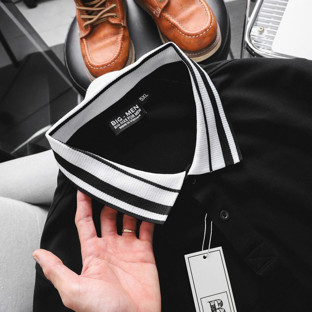 Áo thun polo phối cổ bo gân thời trang cỡ đại bigsize nam 85-125kg