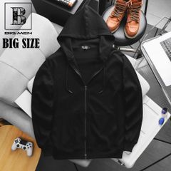 Áo khoác cotton gân bigsize nam tông màu đen trơn < 140kg