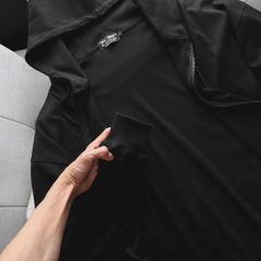 Áo khoác cotton gân bigsize nam tông màu đen trơn < 140kg