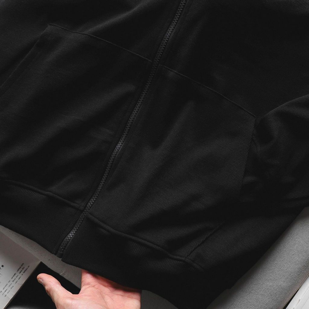 Áo khoác cotton gân bigsize nam tông màu đen trơn < 140kg