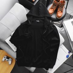 Áo khoác cotton gân bigsize nam tông màu đen trơn < 140kg