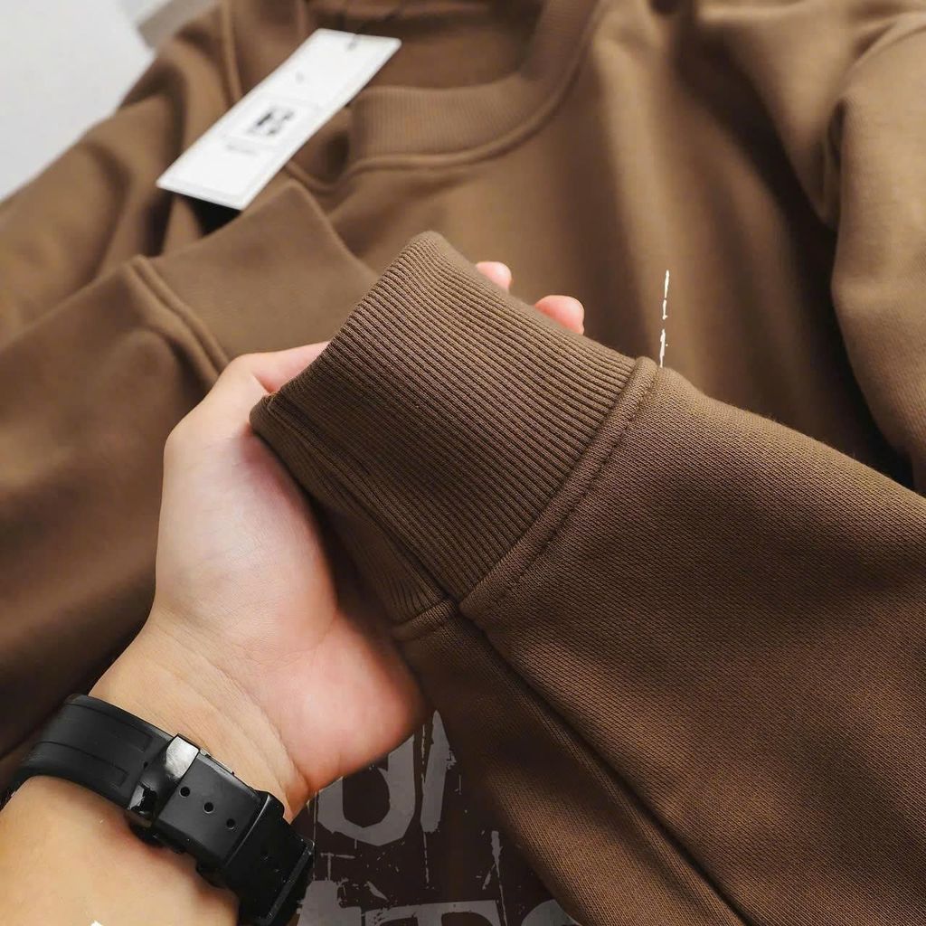 [Big Men] Áo khoác sweater màu nâu chất vải nỉ in chữ Break thời trang thu đông bigsize <140 kg