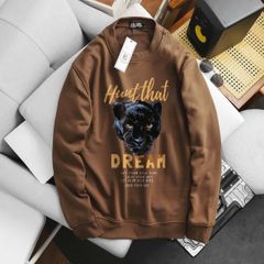 [Big Men] Áo khoác sweater màu nâu chất vải nỉ in hình thời trang thu đông bigsize <140 kg