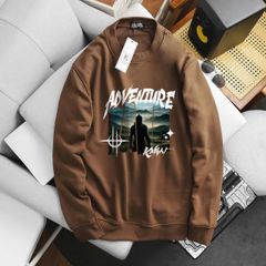 [Big Men] Áo khoác sweater màu nâu chất vải nỉ in hình thời trang thu đông bigsize <140 kg
