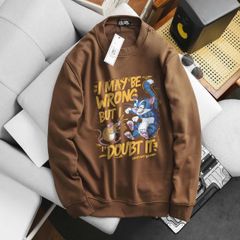 [Big Men] Áo khoác sweater màu nâu chất vải nỉ in hình thời trang thu đông bigsize <140 kg