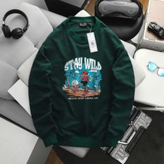 Big Men- Áo khoác sweater chất vải nỉ in hình Stay Wild thời trang thu đông bigsize <130 kg