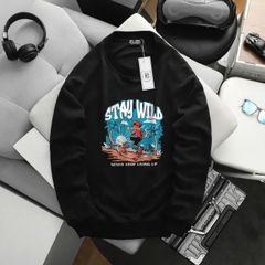Big Men- Áo khoác sweater chất vải nỉ in hình Stay Wild thời trang thu đông bigsize <130 kg