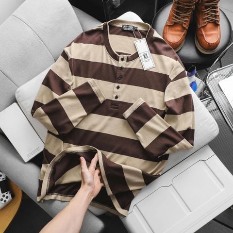 Big Men- Áo thun tay dài vải gân len form ôm co giãn thời trang thu đông bigsize nam 85- 125 kg