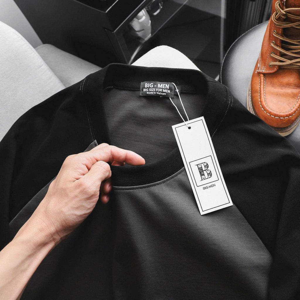 Áo thun cotton bigsize nam PHỐI TAY đẹp thời trang 85-135kg - raplan