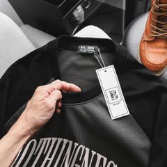 Big Men- Áo thun cotton raplan phối tay cá tính in chữ Nothingness bigsize nam 85- 135 kg