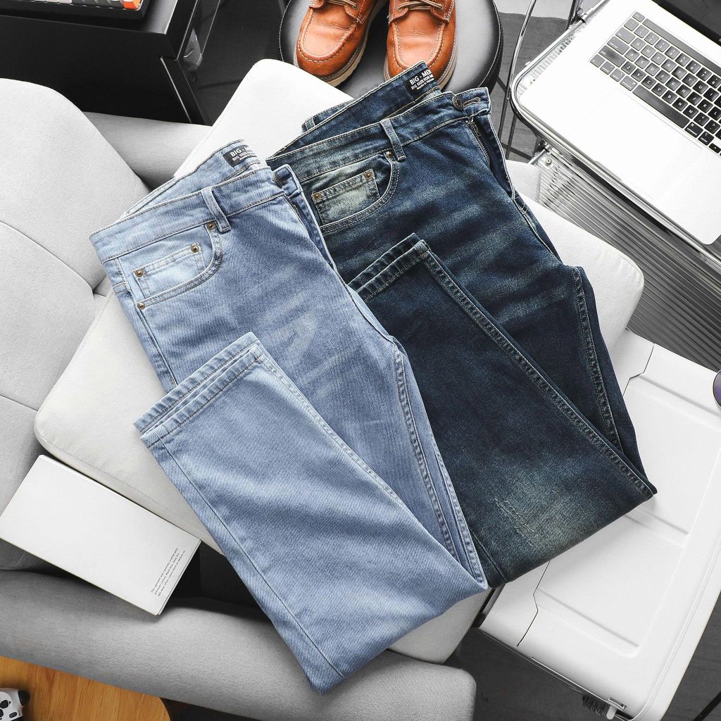 Quần jean dài nam bigsize màu xanh wash thời trang< 130 kg - 417