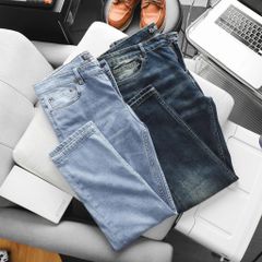Quần jean dài nam bigsize màu xanh wash thời trang< 130 kg - 417