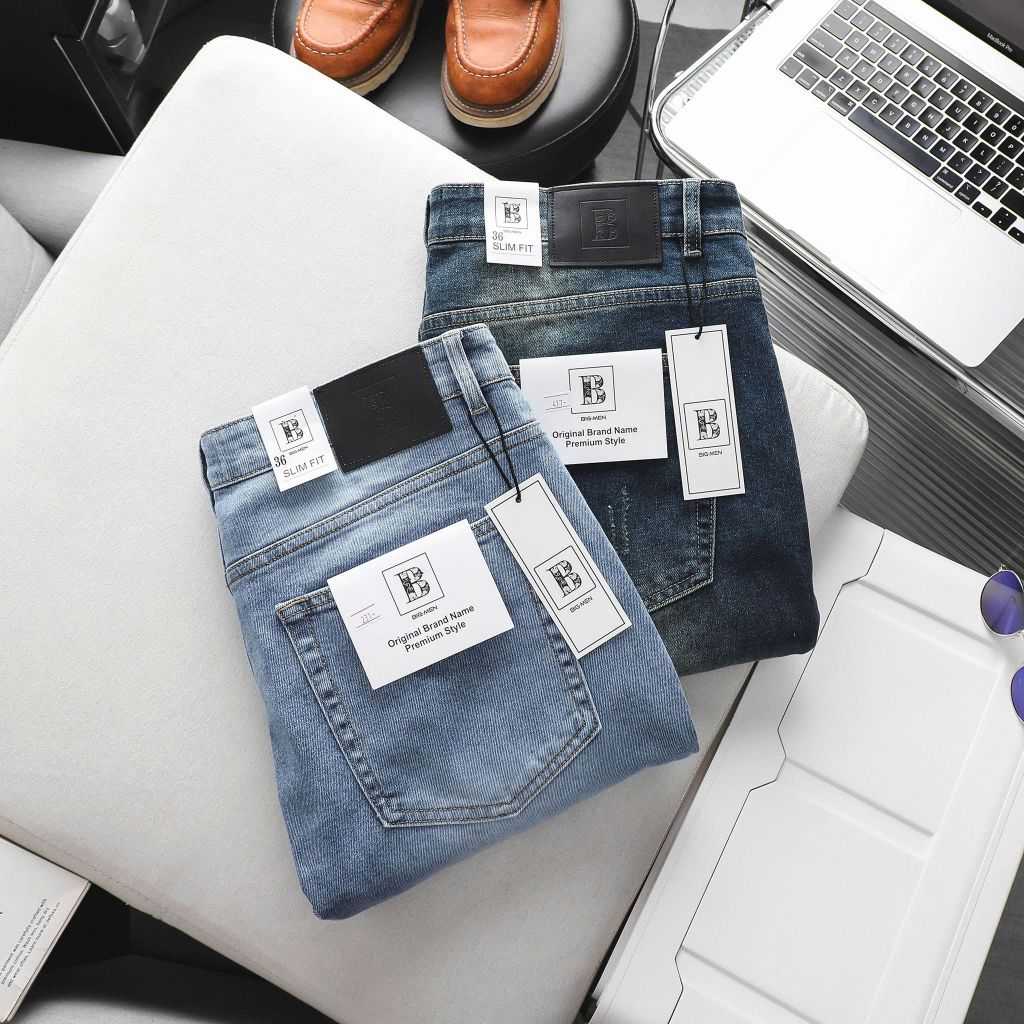 Quần jean dài nam bigsize màu xanh wash thời trang< 130 kg - 417