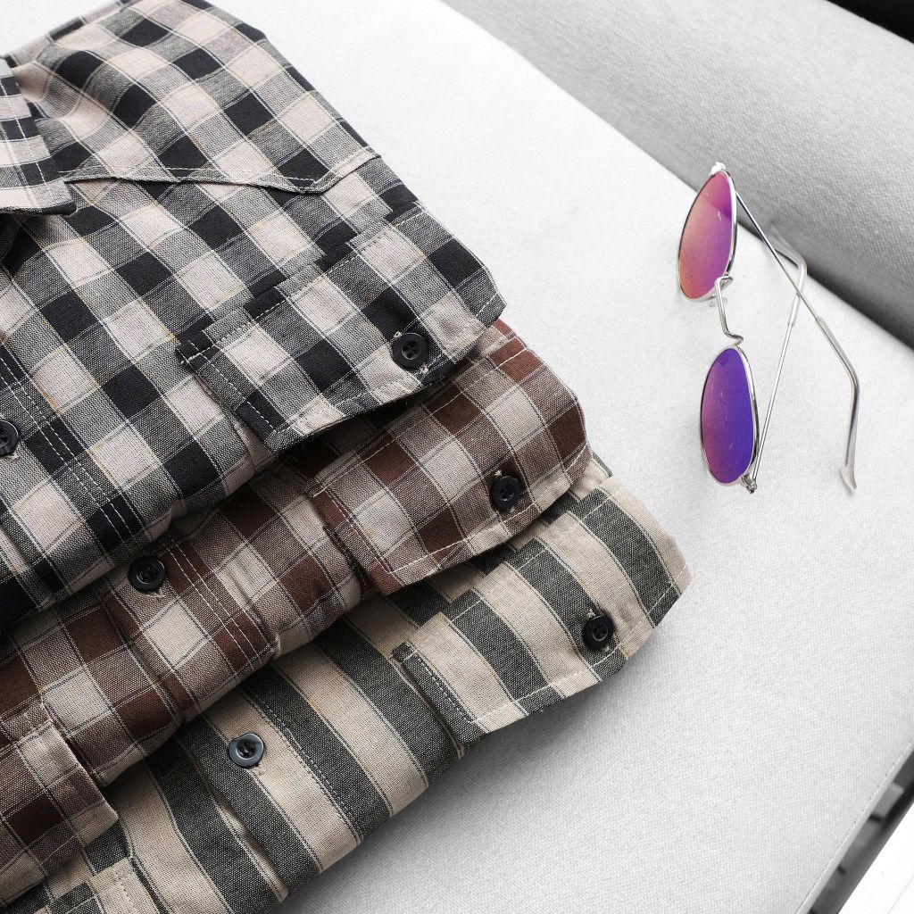 Áo sơ mi tay ngắn chất vải linen phối sọc caro cao cấp thời trang bigsize nam 80-130 kg