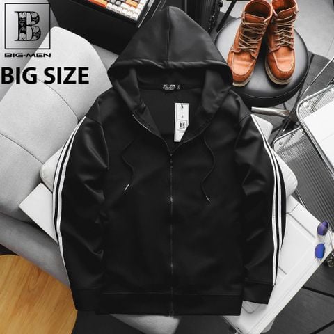 [Big Men] Áo khoác có nón phối 2 sọc năng động bigsize nam 85- 130 kg