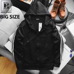 [Big Men] Áo khoác có nón phối 2 sọc năng động bigsize nam 85- 130 kg