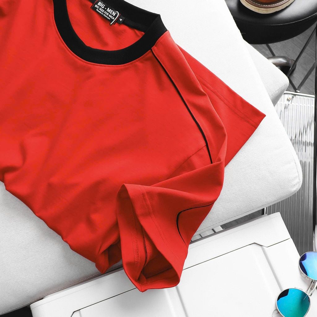 [ Big Men] Áo thun chất vải cotton phối sọc vai thời trang bigsize nam 85- 135 kg - lé vòng