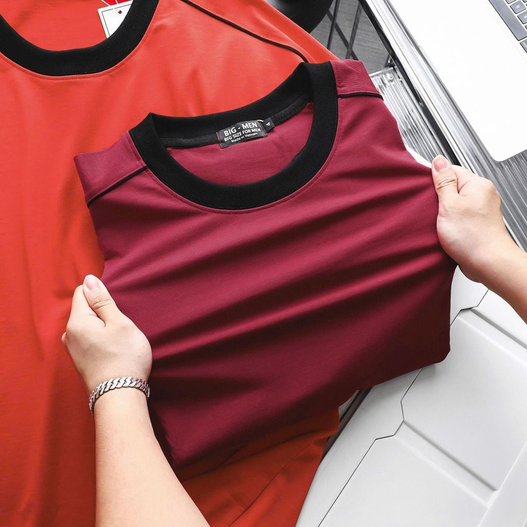 [ Big Men] Áo thun chất vải cotton phối sọc vai thời trang bigsize nam 85- 135 kg - lé vòng