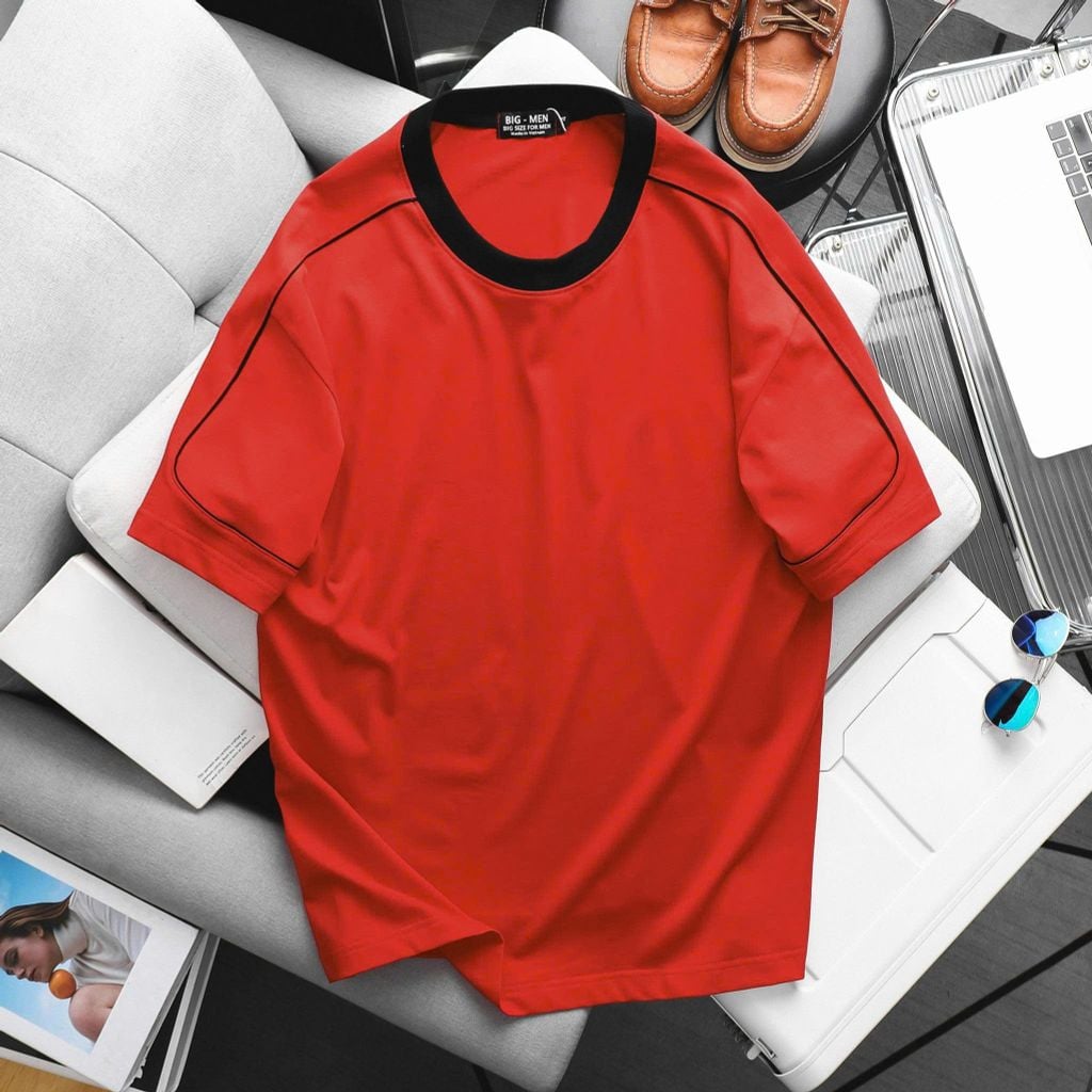 [ Big Men] Áo thun chất vải cotton phối sọc vai thời trang bigsize nam 85- 135 kg - lé vòng