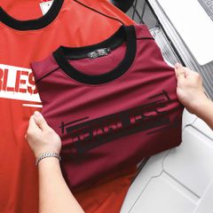 [ Big Men] Áo thun cotton phối sọc viền sọc tay in Fearless thời trang bigsize nam 85- 135 kg