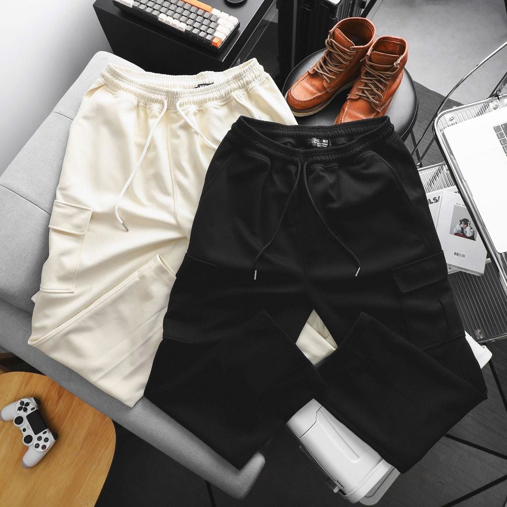 Quần nỉ dài túi hộp ống suông lưng thun cá tính thời trang bigsize nam 85- 130 kg