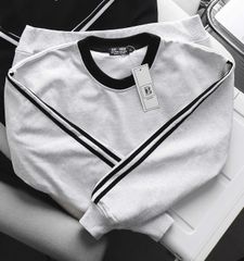 Big Men- Set bộ quần nỉ, áo sweater phối sọc vai thời trang thu đông bigsize nam< 130kg