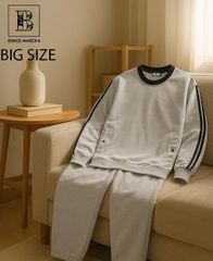 Big Men- Set bộ quần nỉ, áo sweater phối sọc vai thời trang thu đông bigsize nam< 130kg