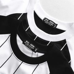Áo thun cotton raplan sọc dọc phối chữ Rhythm thời trang bigsize nam 85-135kg