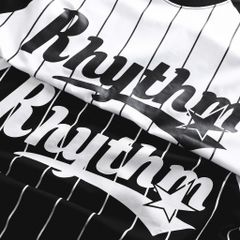 Áo thun cotton raplan sọc dọc phối chữ Rhythm thời trang bigsize nam 85-135kg