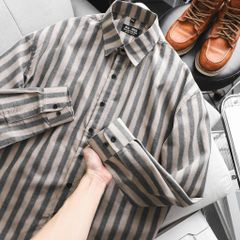 Áo sơ mi tay dài chất vải linen phối sọc caro cao cấp thời trang bigsize nam 80-130 kg